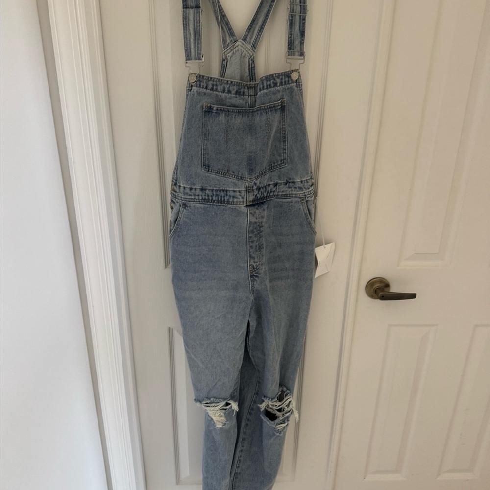 KanCan Light Blue Distressed Denim Overalls